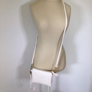 Chestnut Wide Woven Wristlet Crossbody Bag