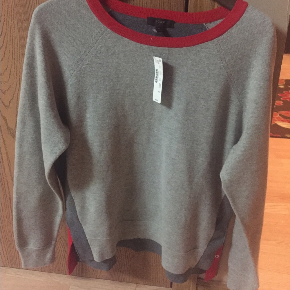 New with tags red and grey J. Crew sweater