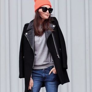 Zara leather and wool coat. Black. Small.