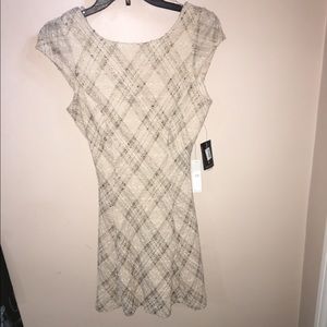 NWT Beautiful Cap Sleeve A-Line Sequin Check Dress