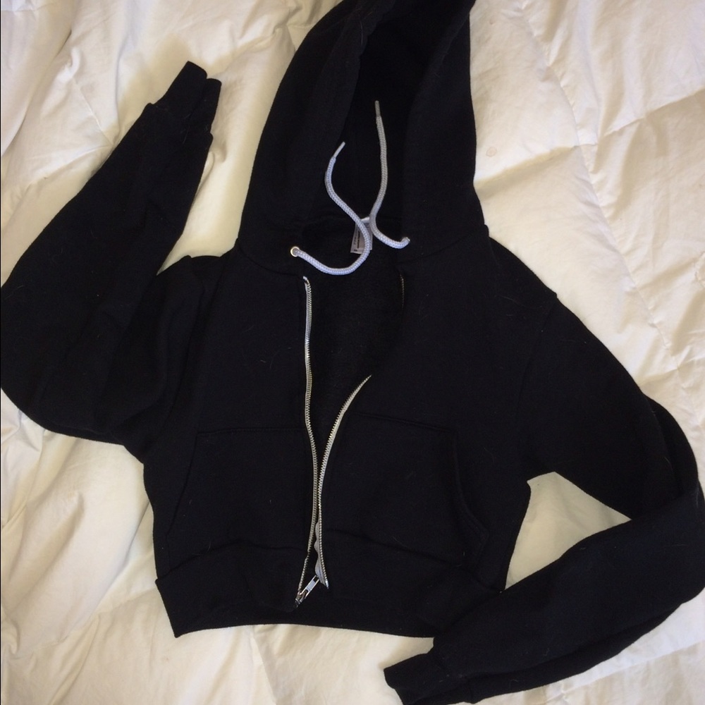 American Apparel Cropped Flex Fleece Zip Hoodie XS