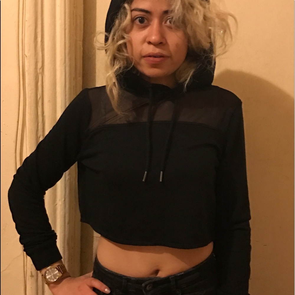 H&M Black Crop Hoodie with mesh