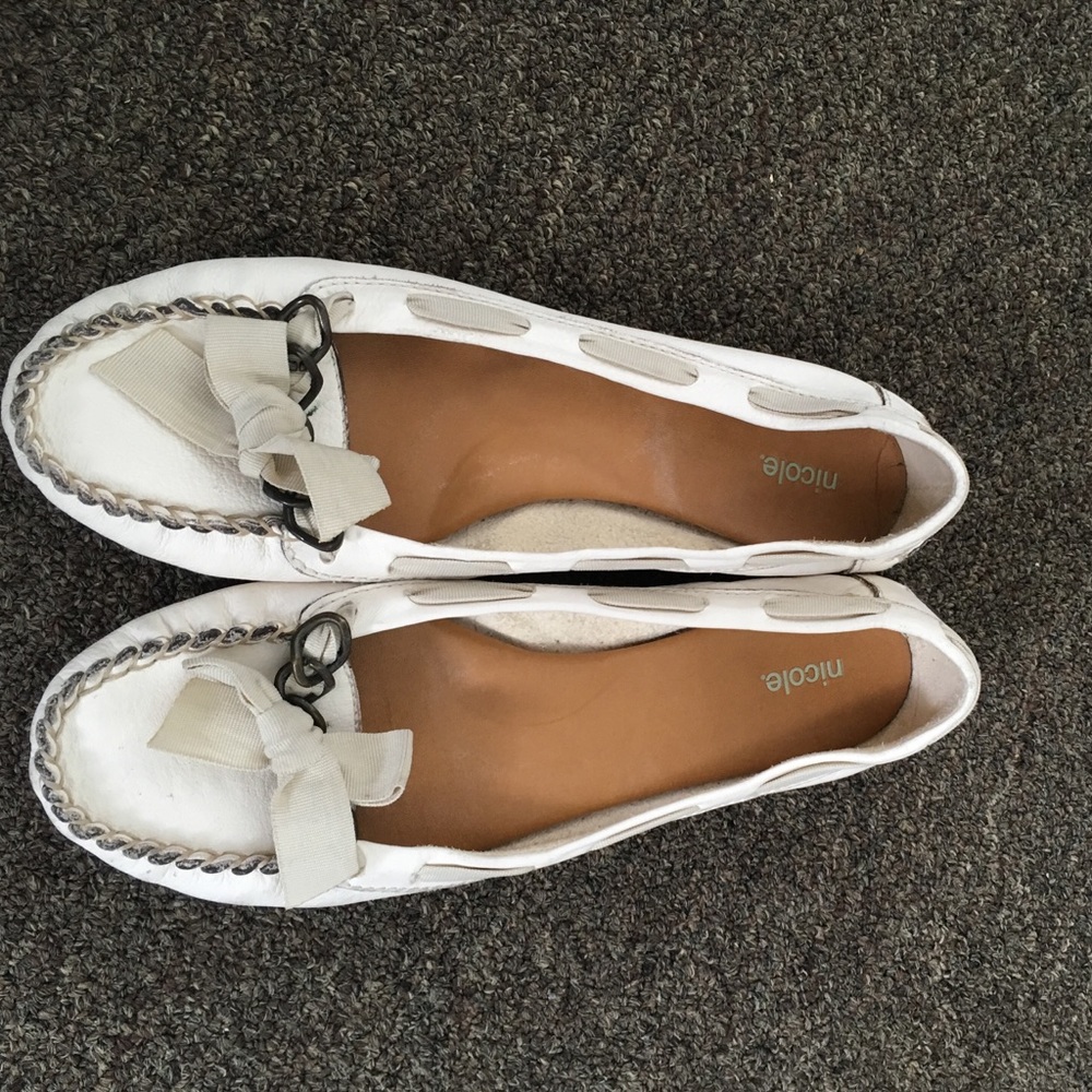 Cream leather loafers