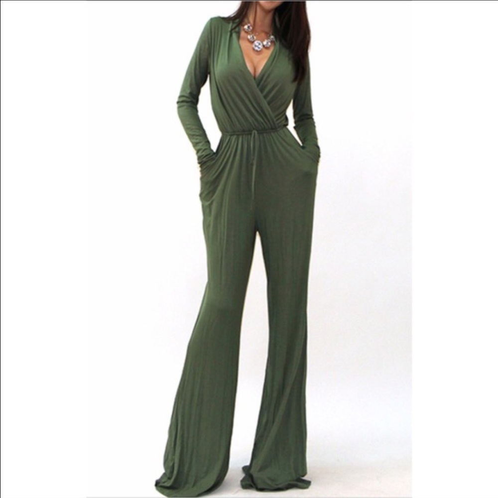 Olive wideleg jumpsuit