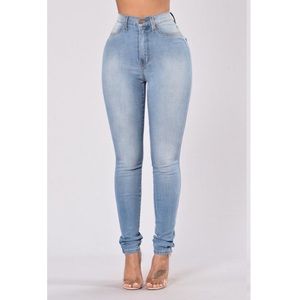 Classic High Waist Skinny Jeans - Light Blue