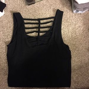 Black lattice crop top