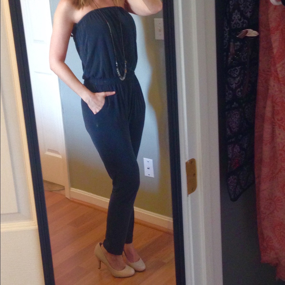 Charcoal silk romper (new w/out tags)