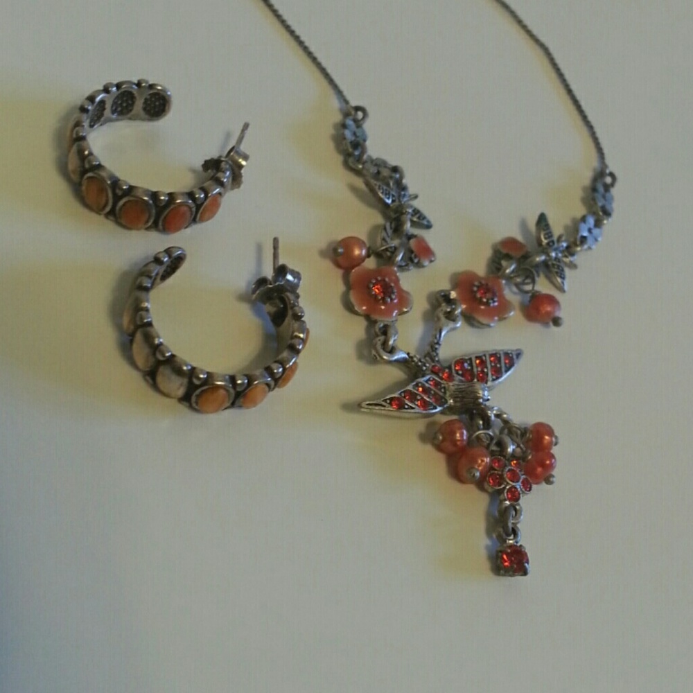 Danish Design Orange Necklace Earring Set