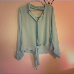 Mint button up blouse