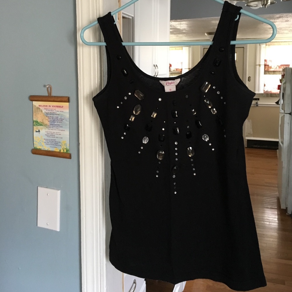 Black jeweled tank top
