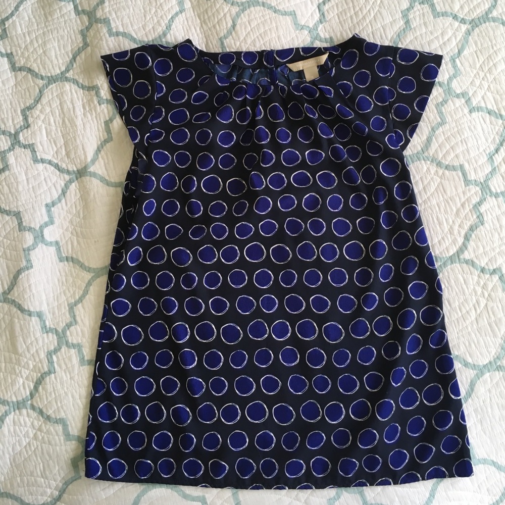 Navy polka dot cap sleeve top