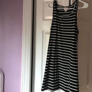 Blue and white striped dress