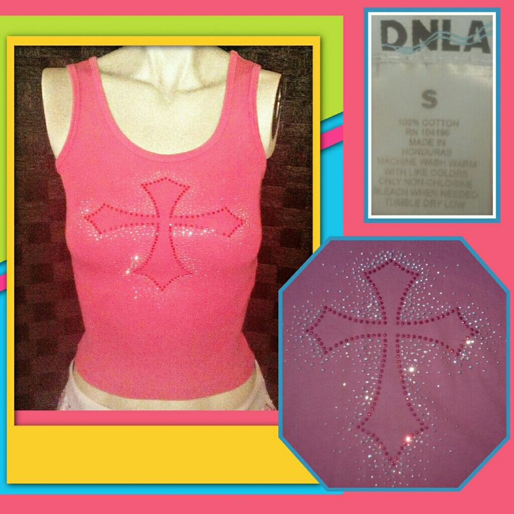 Small DNLA sleeveless studded/bling cross tank