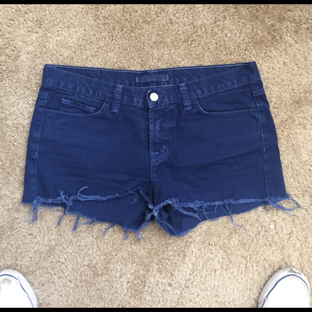 J Brand cut off navy blue jean shorts