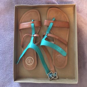 Tan and Turquoise Sandals SIZE 9.5