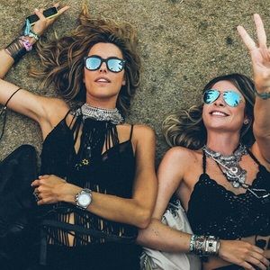 Festival fringe tank top crochet black. Small.