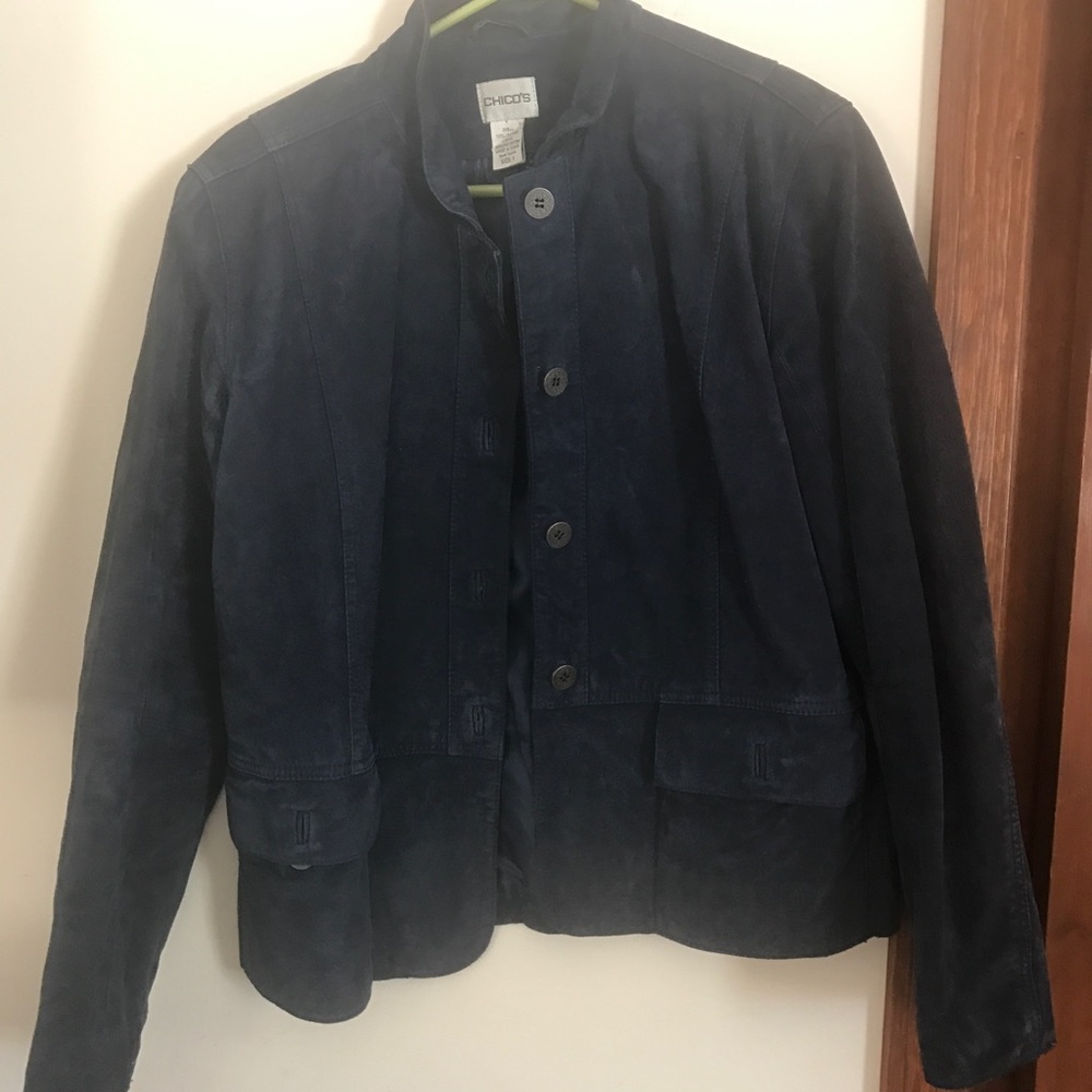 Chicos royal blue suede jacket Size 1