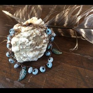 Turquoise Feather Bracelet Handmade
