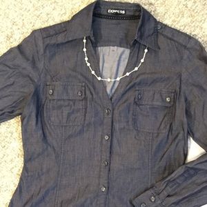 EXPRESS fitted charcoal gray shirt