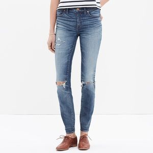 Madewell high-rise skinny jeans: torn-knee edition