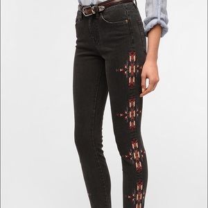 UO High rise embroidered jeans