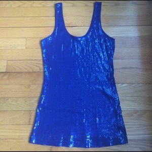 Blue sequined tank top