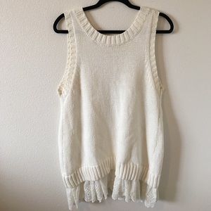 Knitted sweater with lace