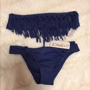 New with tags L'space Fringe Bandeau top & bottom