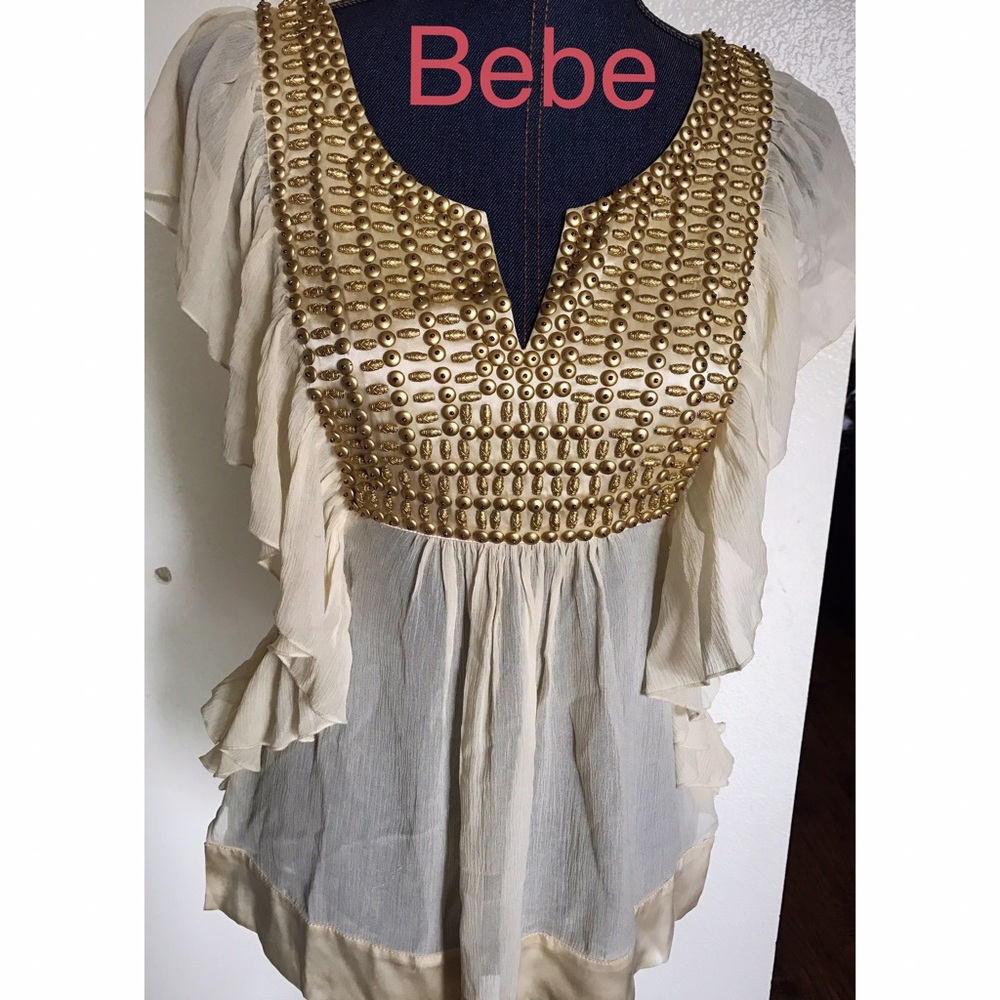 Bebe Top - shirt- size M- w/ beads