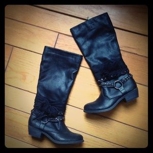 Girls black glam cowgirl boots