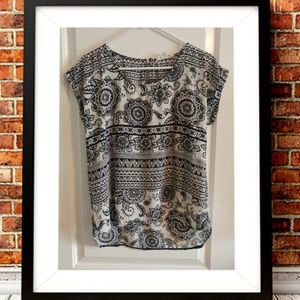 Navy and cream chiffon t shirt