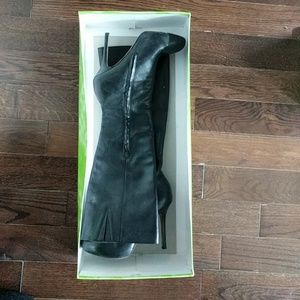Sam Edelman Empire Black Leather Tall Heeled Boot
