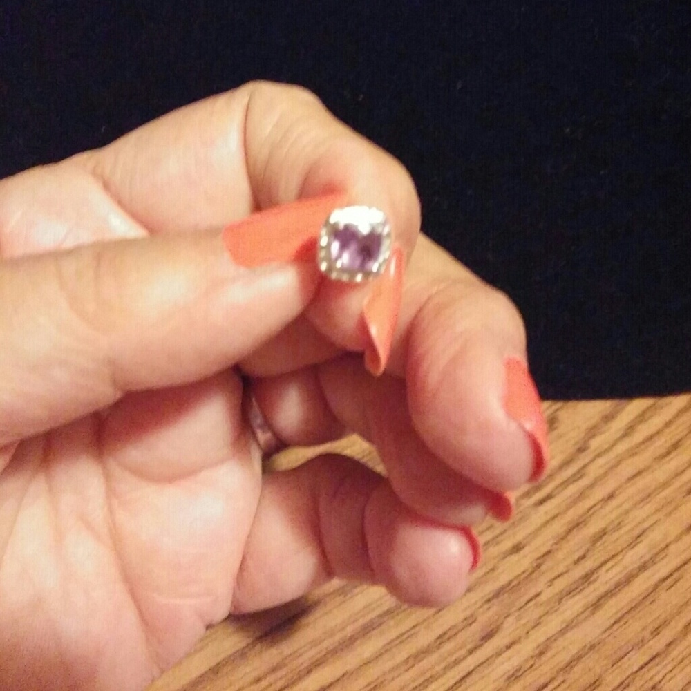 Purple stone and silver stud earrings great 🎁