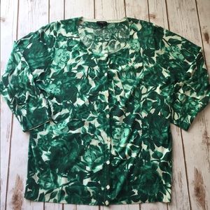 Talbots Silk Blend Floral Print Cardigan