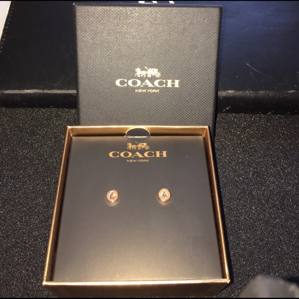 Coach rose gold earrings