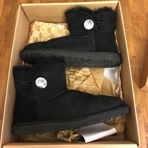 Preowned UGG Swarovski Mini Bailey Button boots