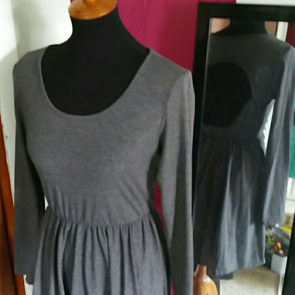 Charcoal Backless Skater Dress