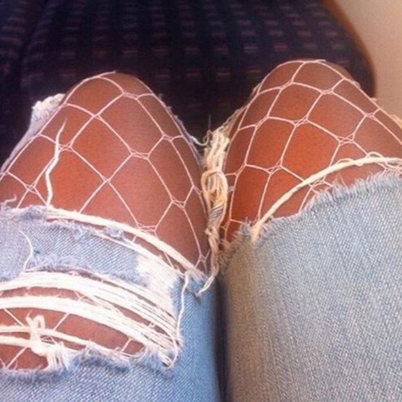 White Fishnet Stockings - Picture 3 of 5