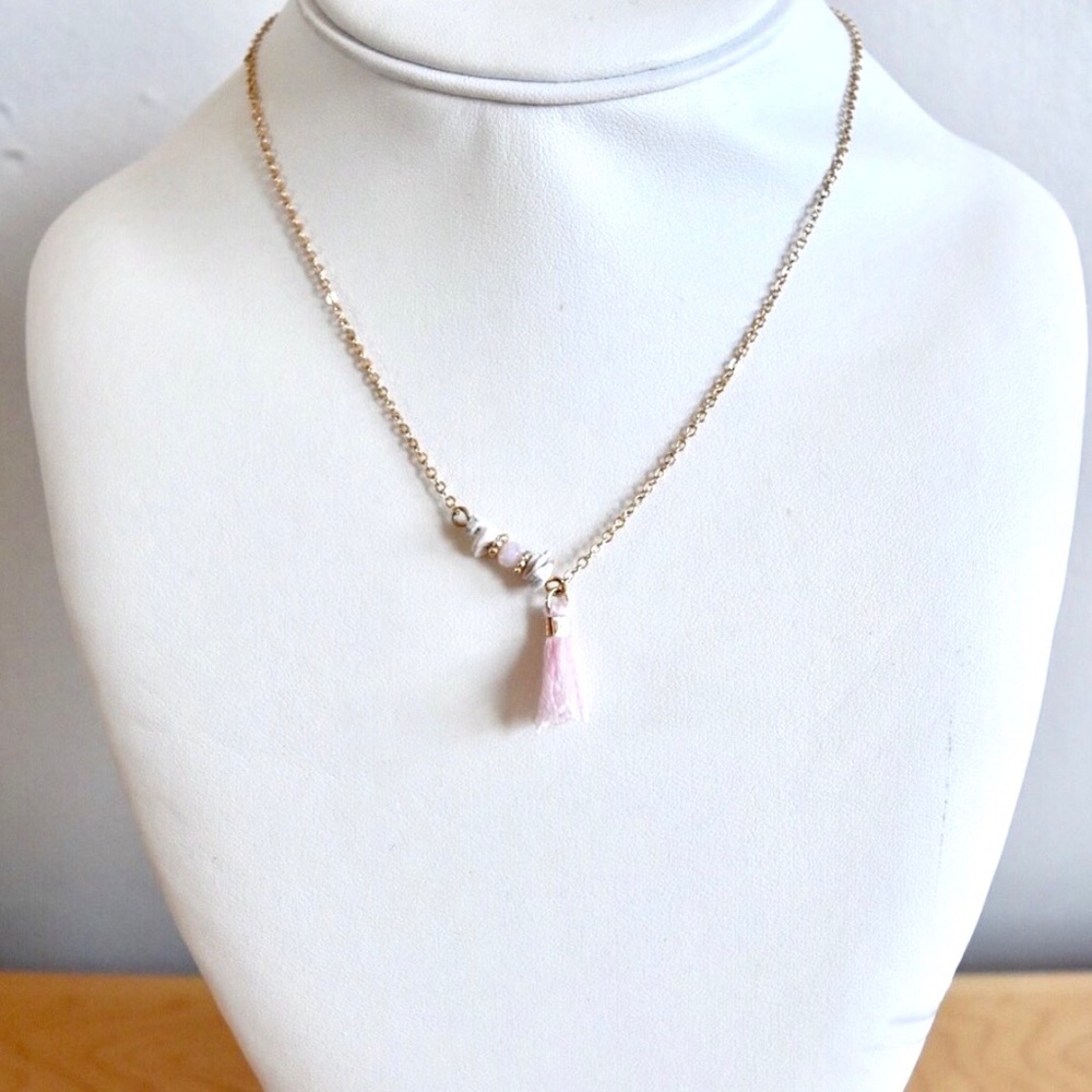Pink Tassel Necklace