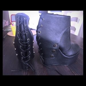 Platform lace up wedges