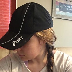 Asics black running hat