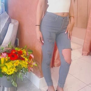 Grey Distressed Jeans