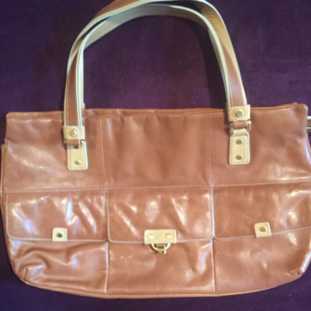 Leather Hilfiger  buttery soft satchel.