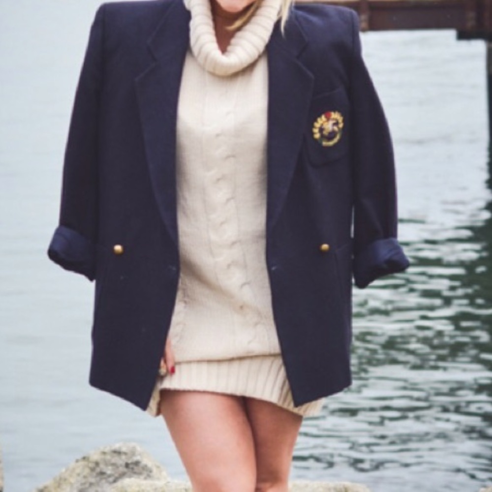 Vintage Burberry Navy Blue Blazer