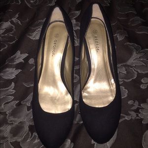 Black Faux Suede Wedges