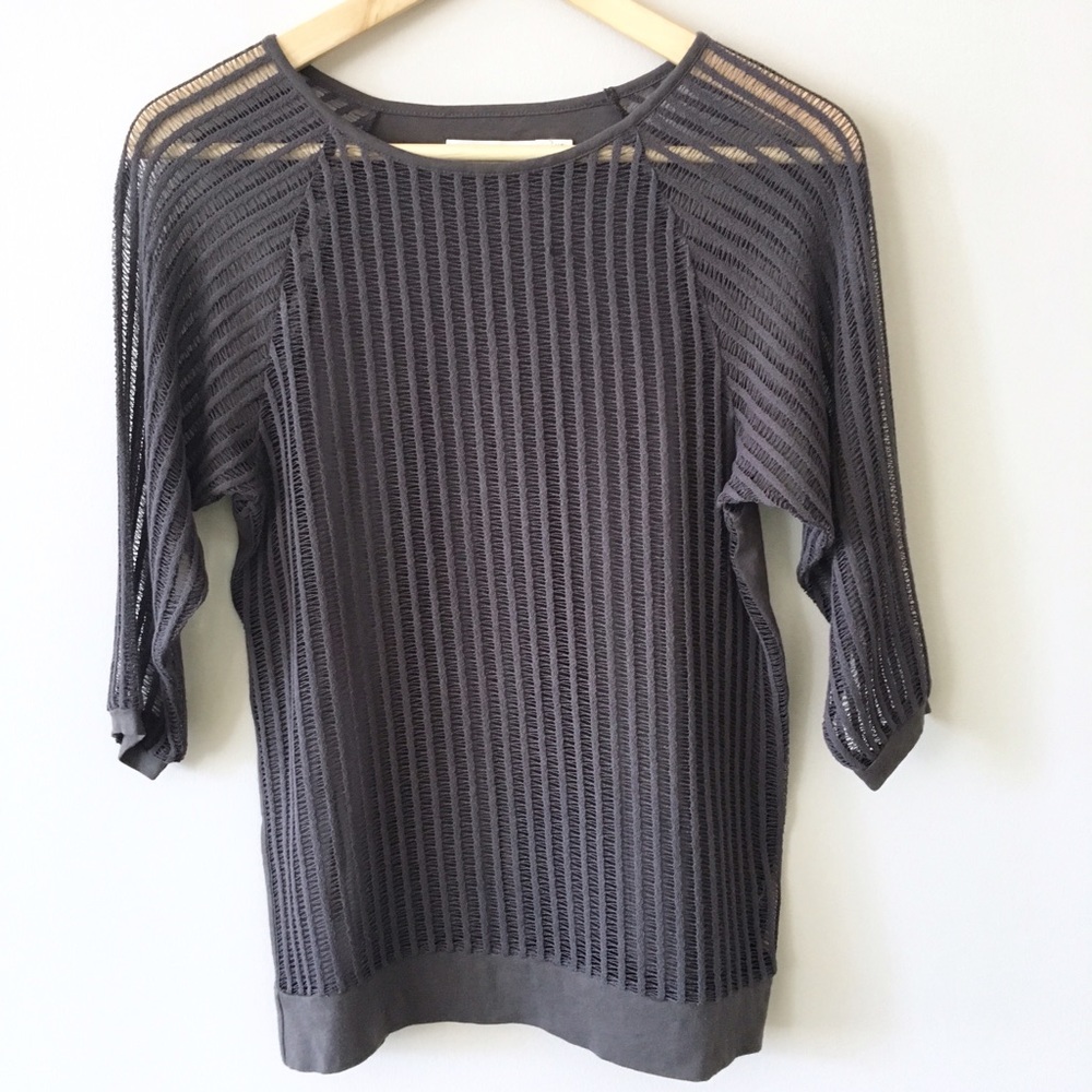 Madewell Hi-Line Sheer Striped 3/4 Sleeve Top