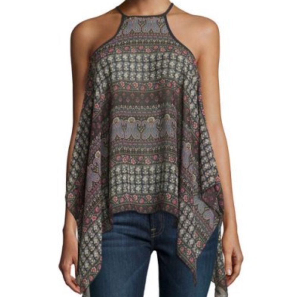 Romeo & Juliet sheer woven halter top paisley