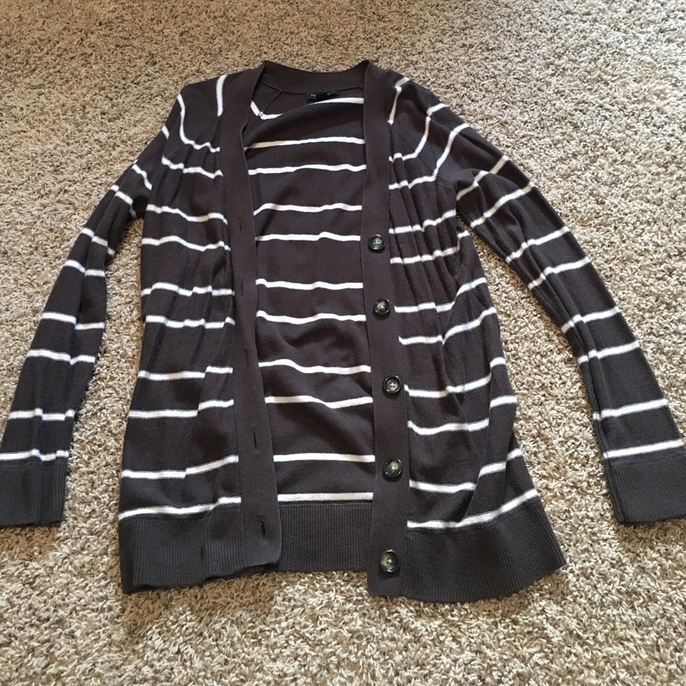 Brown and white striped sweater