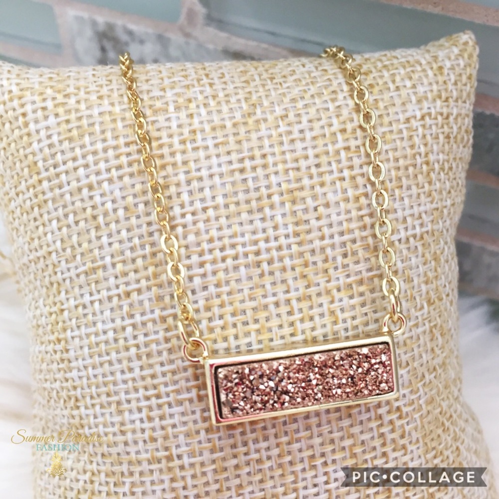 🆕 18k Rosegold Druzy Necklace - Picture 2 of 3