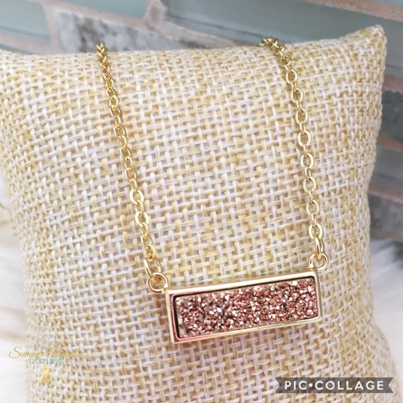 🆕 18k Rosegold Druzy Necklace - Picture 2 of 3